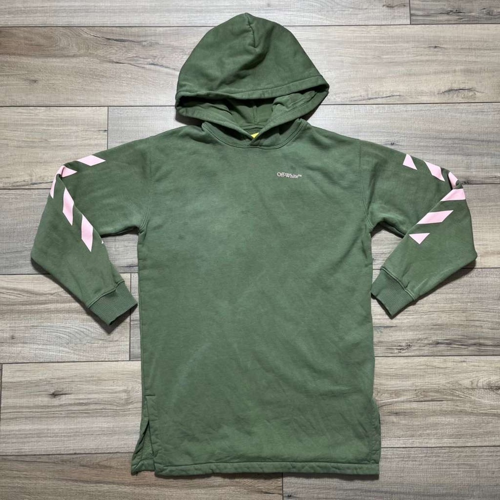 Off-White Girls Hoodie‎ Long Sleeve Dress Green And Pink 12 Years